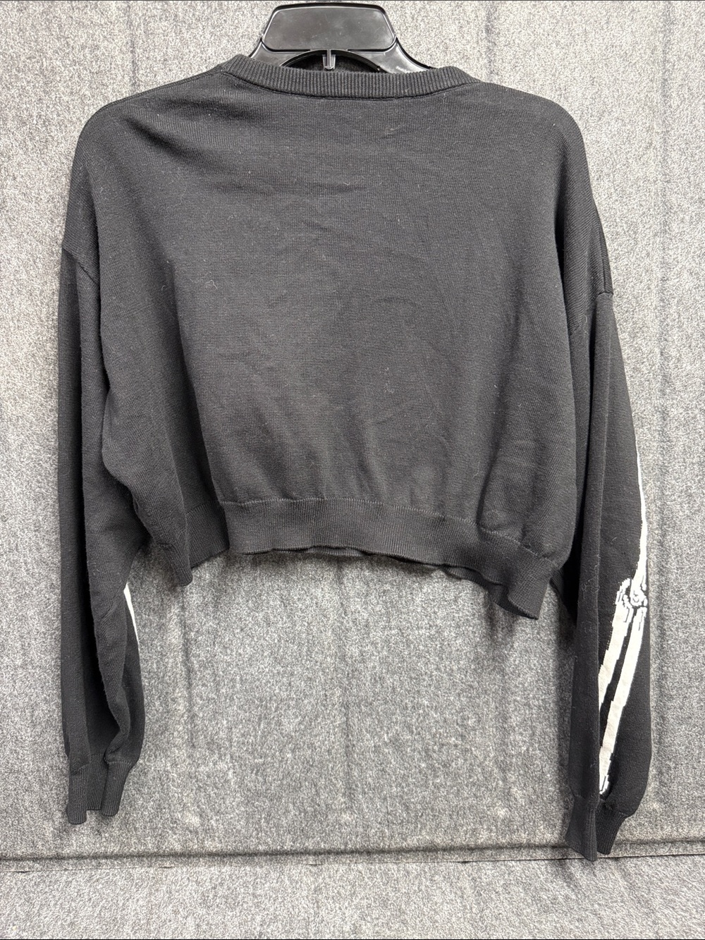 Trickz N Treatz Black Skeleton Graphic Cropped Sweater - Picture 3 of 7